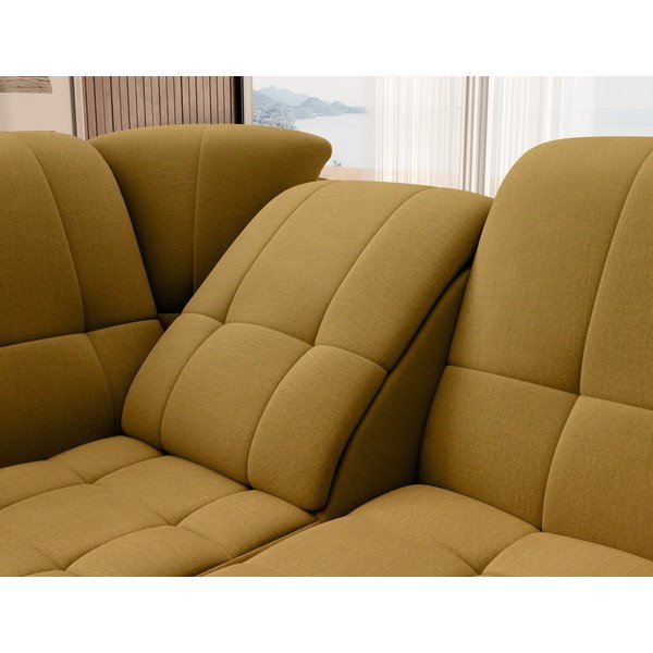 Žuta  baršunasti sklopiva/s prostorom za odlaganje kutna garnitura (s lijevim kutom/u obliku slova L) Sado – ELTAP-image-1