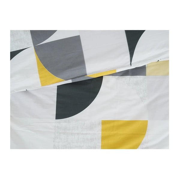Žuta /siva posteljina za krevet za jednu osobu od krepa 140x200 cm Geometries – B.E.S.-image-1