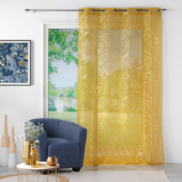 Žuta  prozirna zavjesa 140x280 cm Belflor – douceur d'intérieur-image-2