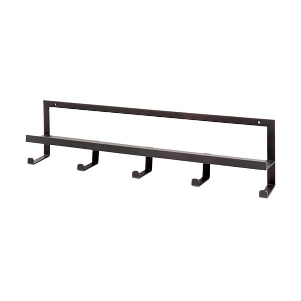 Crna metalna zidna vješalica s policom Quinn – WOOOD-image-2