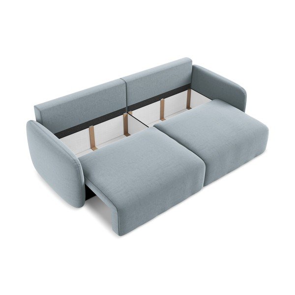 Plava baršunasti sklopiva/s prostorom za odlaganje sofa 238 cm Kalena – Makamii-image-4