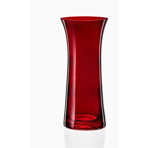 Crvena staklena vaza Crystalex Extravagance, visina 24,8 cm