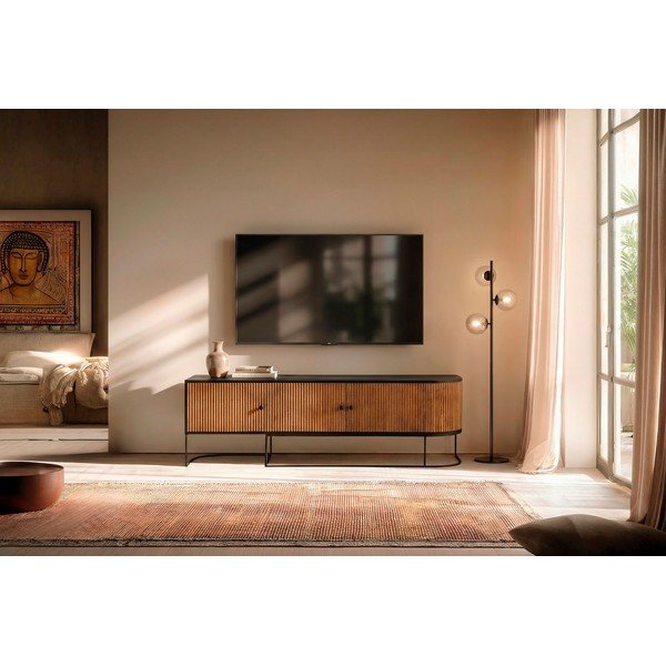 TV komoda od masivnog manga u prirodnoj boji 160x55x40 cm Curve – MOME-image-1