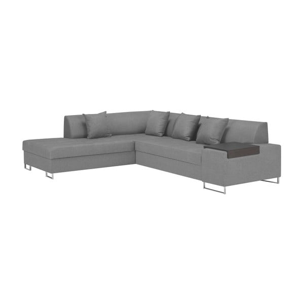 Svijetlo sivi kutni kauč na razvlačenje s nogama u srebrnoj boji Cosmopolitan Design Orlando, lijevi kut