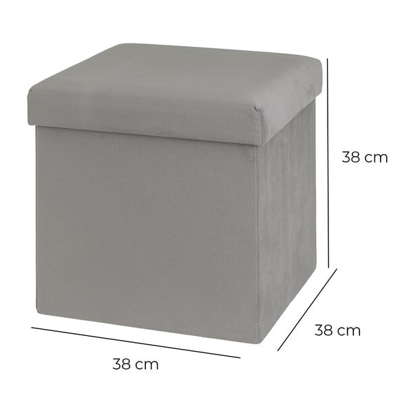 Svijetlo sivi baršunast tabure Estela – Casa Selección-image-2