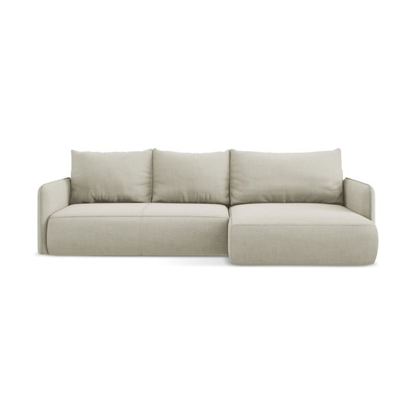 Krem sklopiva/s prostorom za odlaganje kutna garnitura (s desnim kutom) Nanea – Makamii