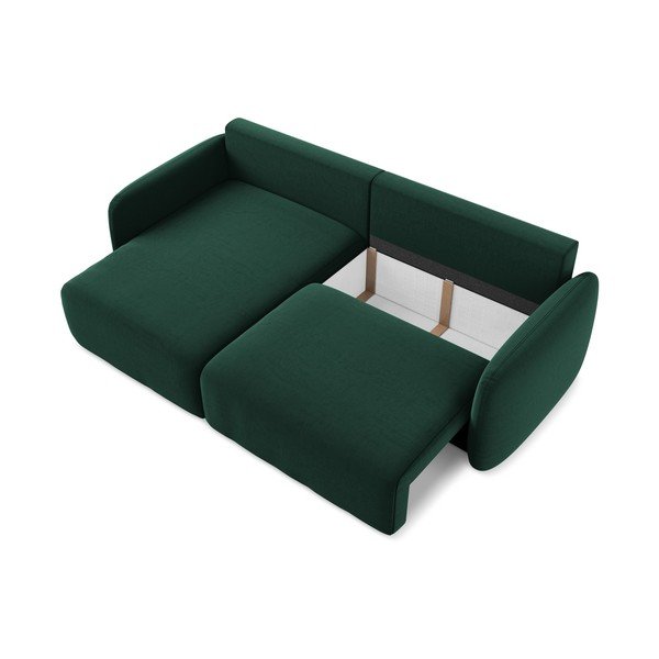 Tamno zelena baršunasti sklopiva/s prostorom za odlaganje kutna garnitura (s lijevim kutom/s ležaljkom) Kalena – Makamii-image-4
