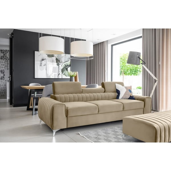 Svjetlo smeđa baršunasti sklopiva sofa 261 cm Laurence – ELTAP-image-1