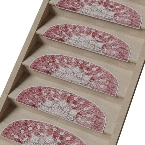 Svijetlo crveni set tepiha za stepenice 16 kom 20x65 cm Chakra – Vitaus-image-1