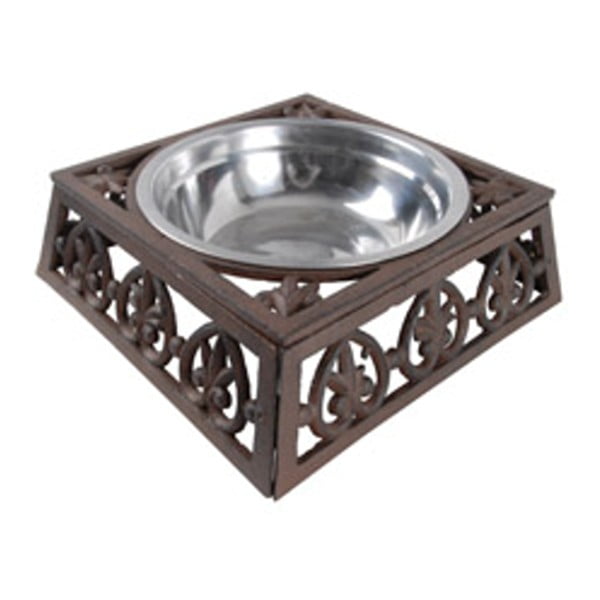 Zdjela od nehrđajućeg čelika za pse s bazom od lijevanog željeza Esschert Design, širine 24 cm