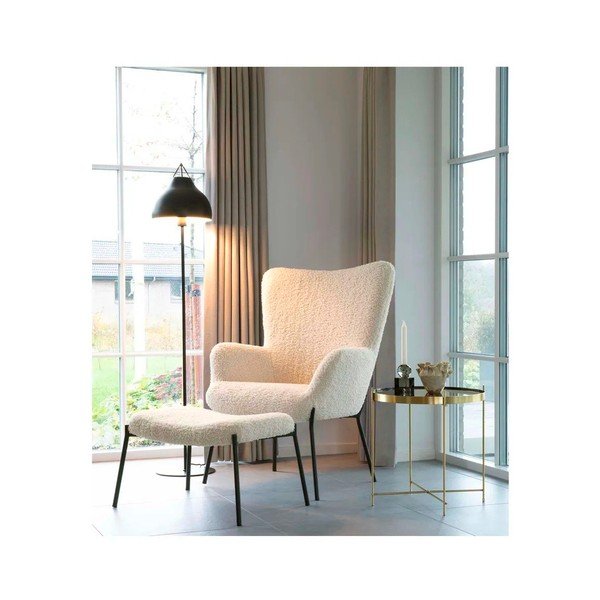 Krem tabure od umjetnog krzna Glasgow – House Nordic-image-1