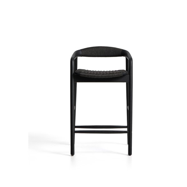 Crna barska stolica s naslonima za ruke od punog hrasta (visine sjedala 65 cm) Derile – Kave Home-image-4