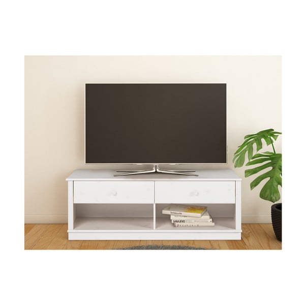 Bijela TV komoda od masivnog bora 137x47 cm Anita – Støraa-image-1