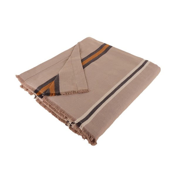 Bež prekrivač od mješavine pamuka i lana Buldan's Aren, 180 x 240 cm