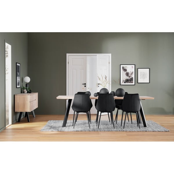 Crne baršunaste blagovaonske stolice u kompletu od 2 kom Sierra - Rowico-image-2