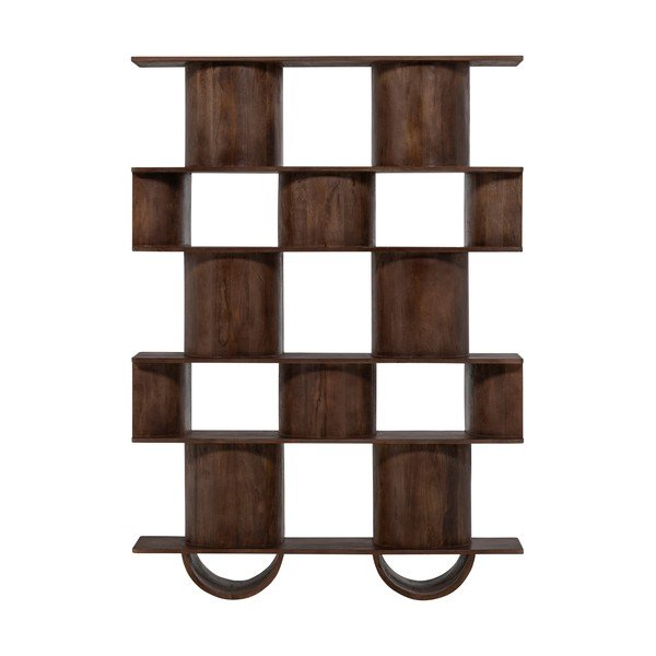 Tamno smeđa biblioteka od masivnog manga 130x180x35 cm Sinne – WOOOD-image-3