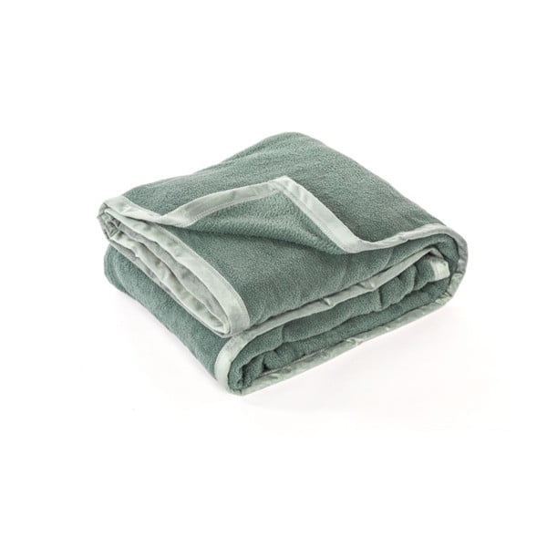 Zeleni prekrivač od mikropliša za bračni krevet 220x240 cm Lamis – Tiseco Home Studio