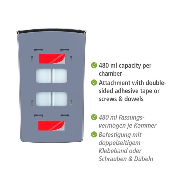 Bijeli zidni plastični dozator sapuna 0,96 l Tartas - Wenko-image-3