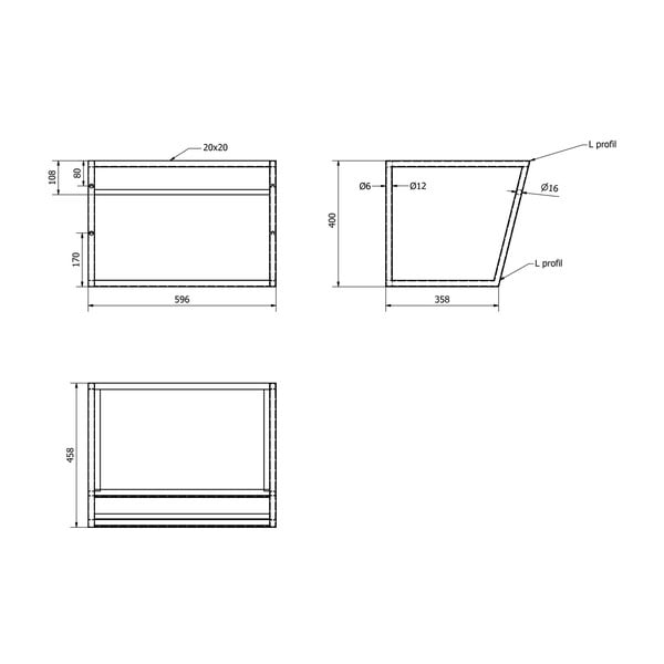 Bijelo/crno željezno zidno postolje ispod umivaonika 60x40 cm Ska – Sapho-image-3
