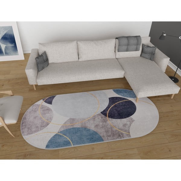 Plavi/sivi perivi tepih 60x100 cm Oval – Vitaus-image-1