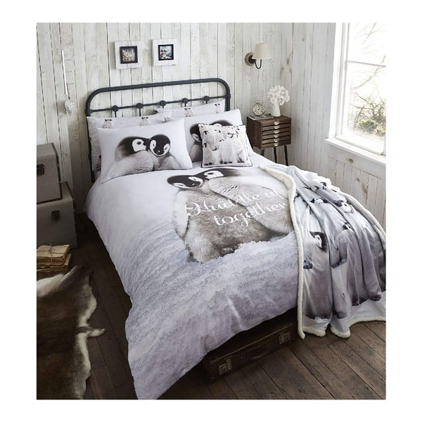 Pamučna posteljina za bračni krevet Catherine Lansfield Penguin, 200 x 200 cm