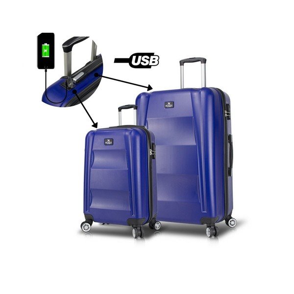 Set od 2 plava putna kovčega na kotačima s USB priključcima My Valice LASSO Cabin &amp; Large-image-1