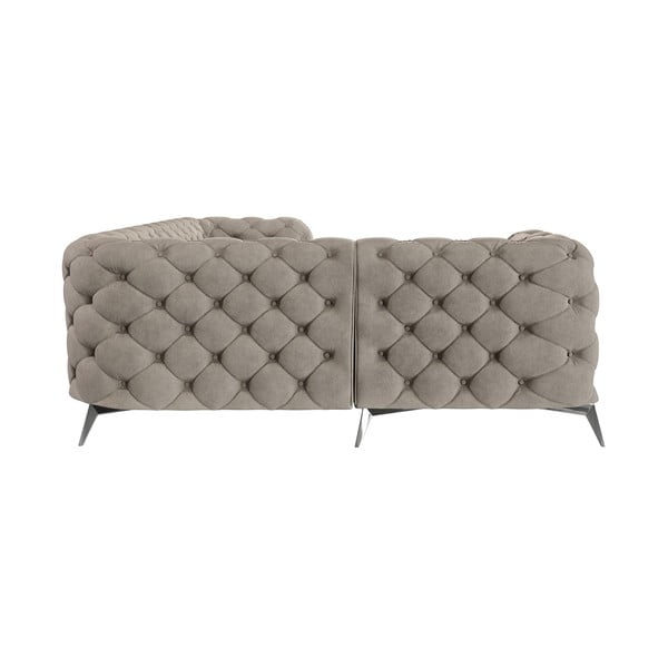 Sivo-bež baršunasti kutna garnitura (s lijevim kutom/u obliku slova L) Chelsea – Ropez-image-3