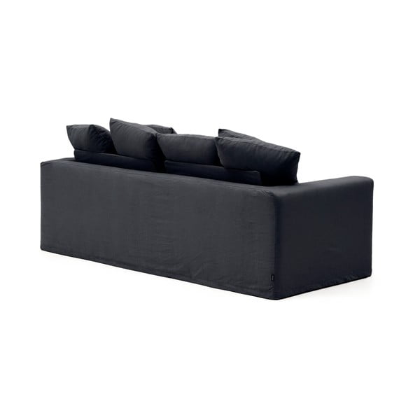Antracitno siva lanena sofa 240 cm Nora – Kave Home-image-3