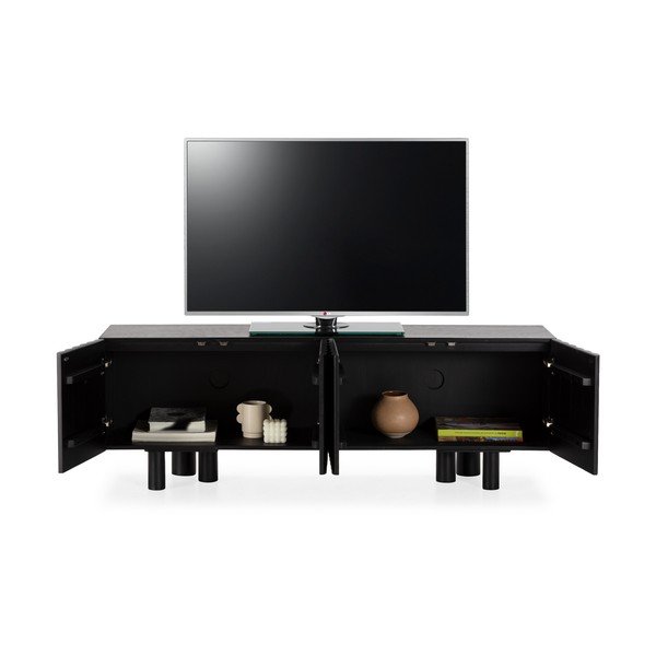 Crna TV komoda od masivnog manga 160x55x40 cm Tamira – MOME-image-2