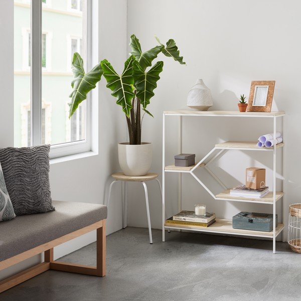 Bijela metalna stolica sa sjedalom od drveta manga Kave Home Nax-image-3