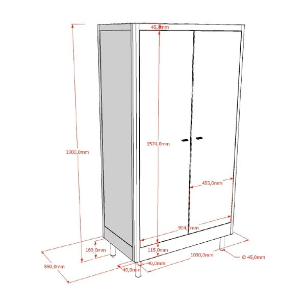 Bijela dječja garderoba od masivne bukve 100x190x55 cm Forrest – Vipack-image-2