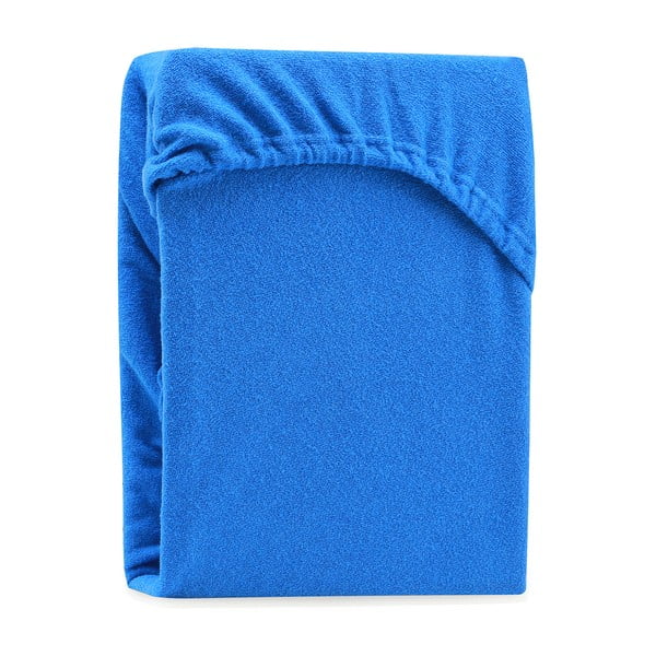 Plava plahta s gumicom s visokim udjelom pamuka AmeliaHome Ruby, 80/90 x 200 cm-image-2