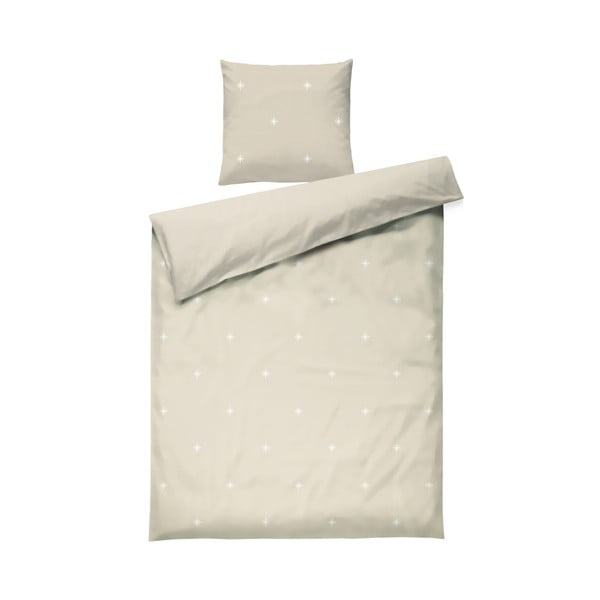 Bež posteljina za krevet za jednu osobu od pamučnog perkala 140x200 cm Christmas Fable – JUNA