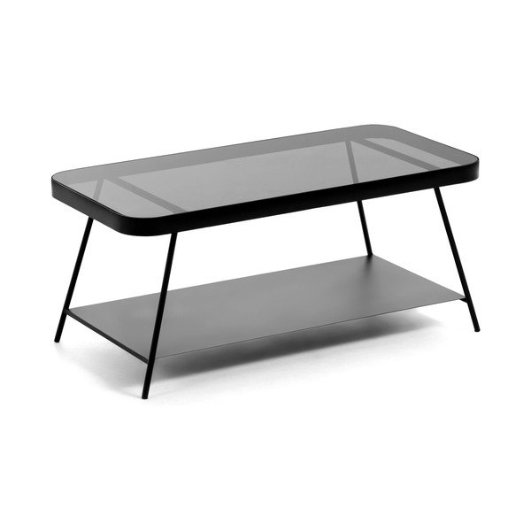 Crni stolić za kavu sa staklenom pločom stola 45x90 cm Duilia – Kave Home
