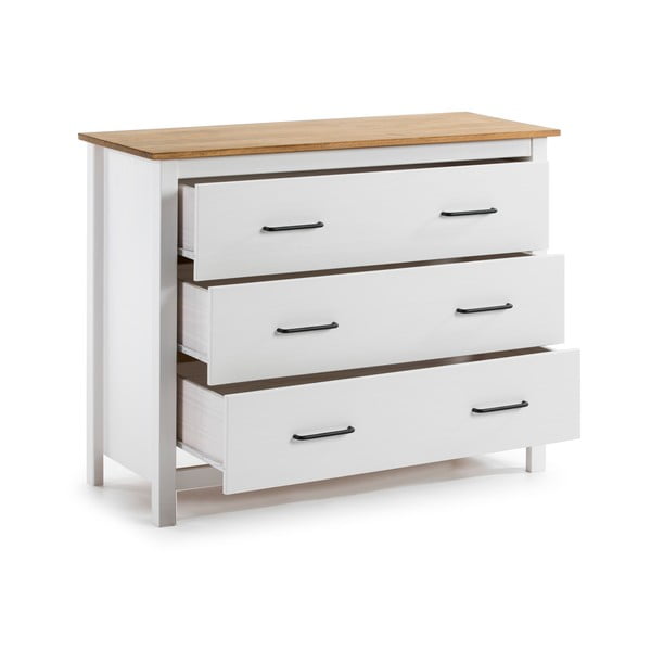 Bijela niska komoda od masivnog bora 100x80 cm Miranda – Marckeric-image-3