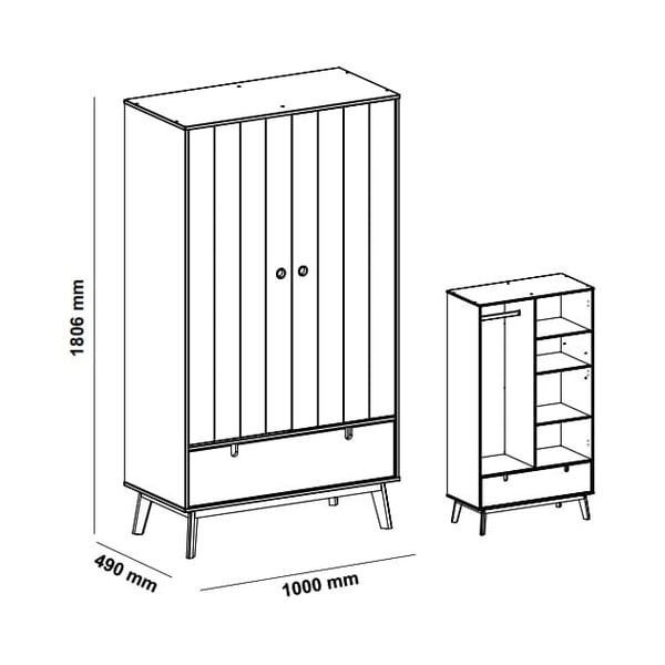 Zeleni dječji ormar s nogama od borovog drva Marckeric Kiara-image-4