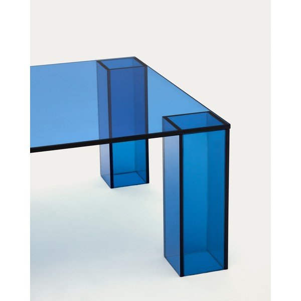 Plavi stakleni stolić za kavu 60x140 cm Adularia – Kave Home-image-4