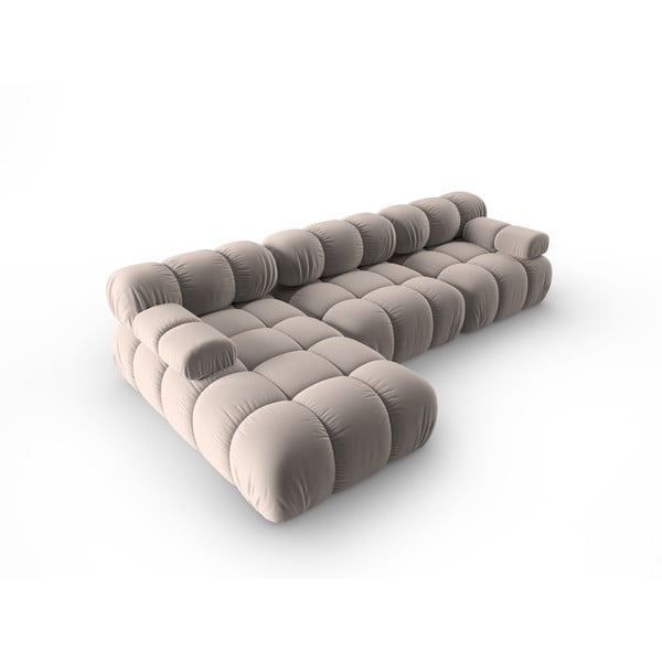 Svjetlo smeđa baršunasti kutna garnitura (s lijevim kutom) Bellis – Micadoni -image-4