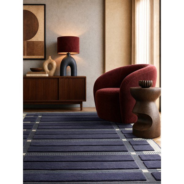 Tamno plavi/bež ručno rađen vunen tepih 120x170 cm – Asiatic Carpets-image-1