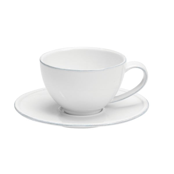 Bijela zemljana šalica za čaj s tanjurićem Costa Nova Friso, 260 ml