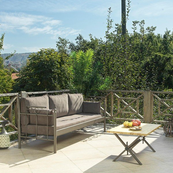 Smeđa metalna vrtna sofa Hatkus – Floriane Garden-image-1