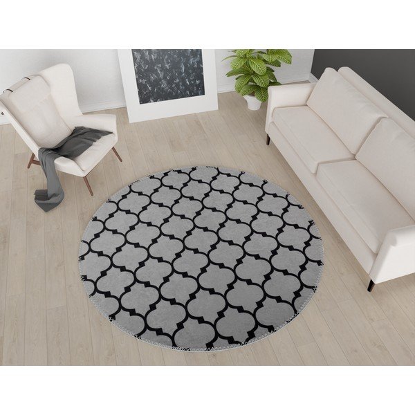 Tamno sivi perivi okrugli tepih ø 100 cm – Vitaus-image-1