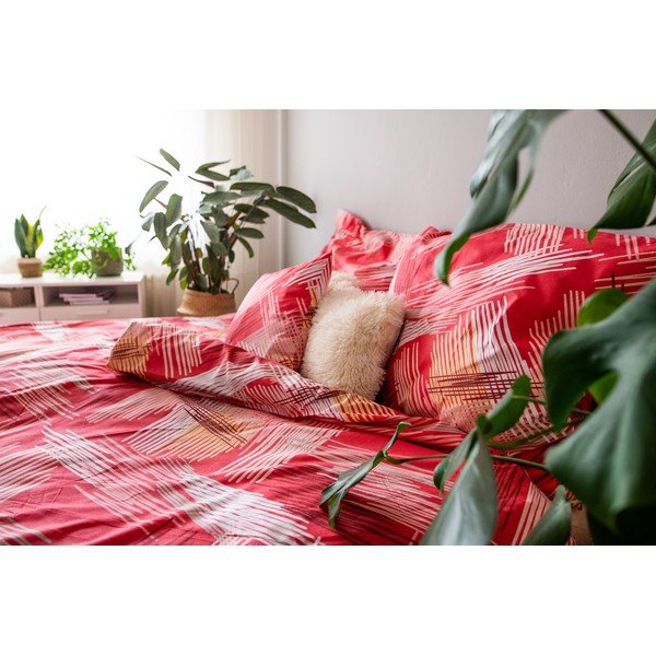Crvena pamučna posteljina 140x200 cm LP Dita Red - Cotton House-image-2