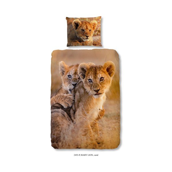 Dječja pamučna posteljina za krevet za jednu osobu Good Morning Baby Lion, 140 x 200 cm-image-1