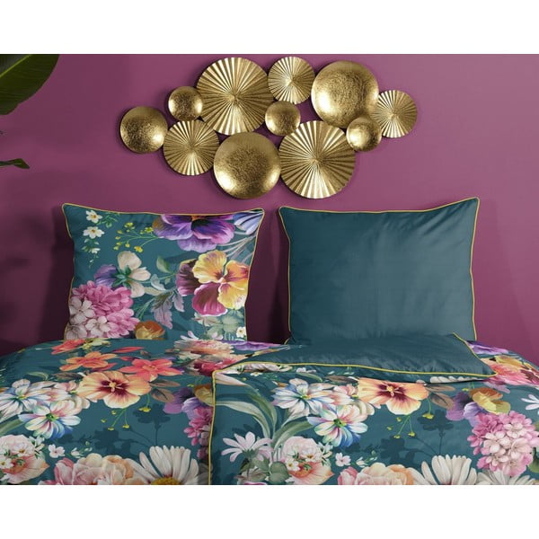 Kerozin plava posteljina od organskog pamuka Descanso Sunflower, 140 x 200 cm-image-2