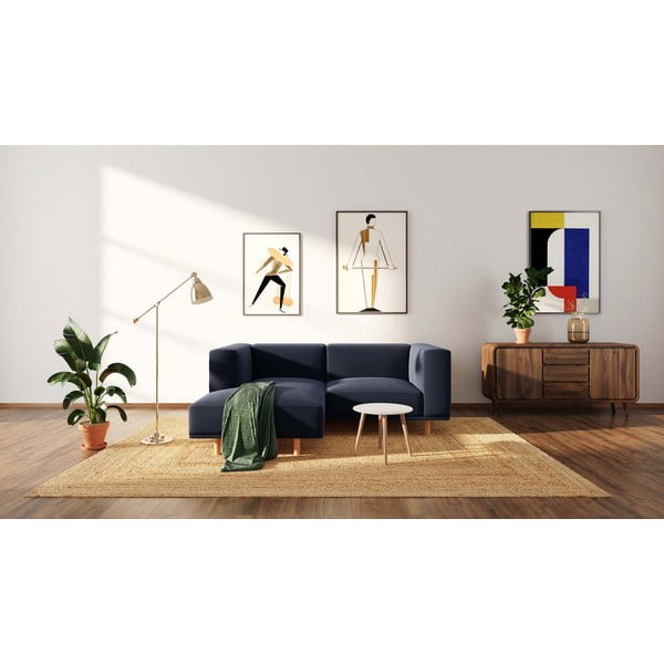 Tamno plava baršunasta kutna garnitura (s lijevim kutom) Kukumo – Ame Yens-image-1