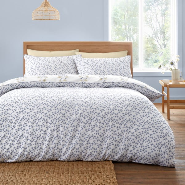 Bijela posteljina za bračni krevet/za produženi krevet od damasta 230x220 cm Eloise Floral – Bianca-image-2