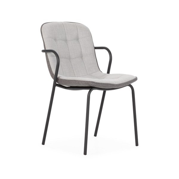 Svijetlo siva podstavljena blagovaonska stolica s naslonima za ruke Angie – Marckeric