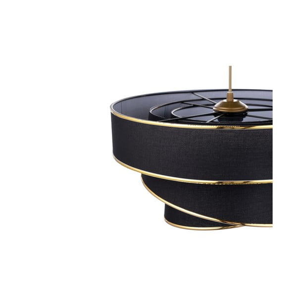 Crna/u zlatnoj boji viseća svjetiljka s tekstilnim sjenilom ø 40 cm Couper – Opviq lights-image-2