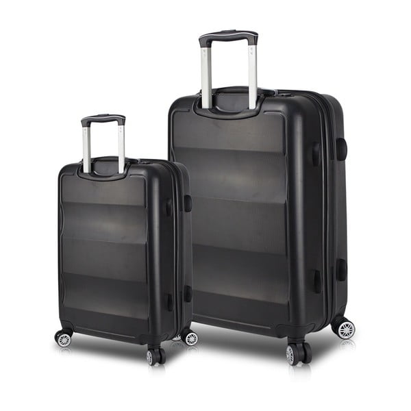 Set od 2 crna putna kovčega na kotačima s USB priključcima My Valice LASSO Cabin &amp; Large